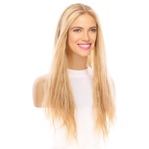 26" Ponytail Silk Top Wig Golden Blonde Wavy