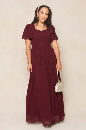 Abbie Dress in Wine Chiffon
