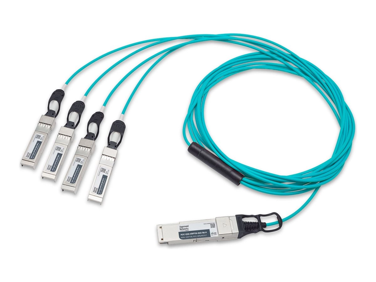 Approved Networks - 100GBase-AOC direct attach cable - QSFP28 to SFP28 - 7 m - fiber optic - SFF-8431/SFF-8436/OM3 - halogen-free, AOCQ284SFP2825G7MA