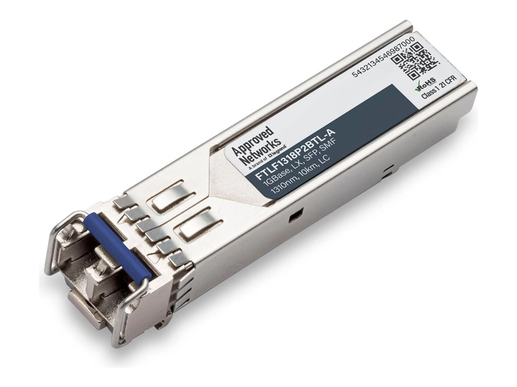Approved Networks - SFP (mini-GBIC) transceiver module (equivalent to: Finisar FTLF1318P2BTL) - 1GbE - 1000Base-LX - LC single-mode FTLF1318P2BTL-A