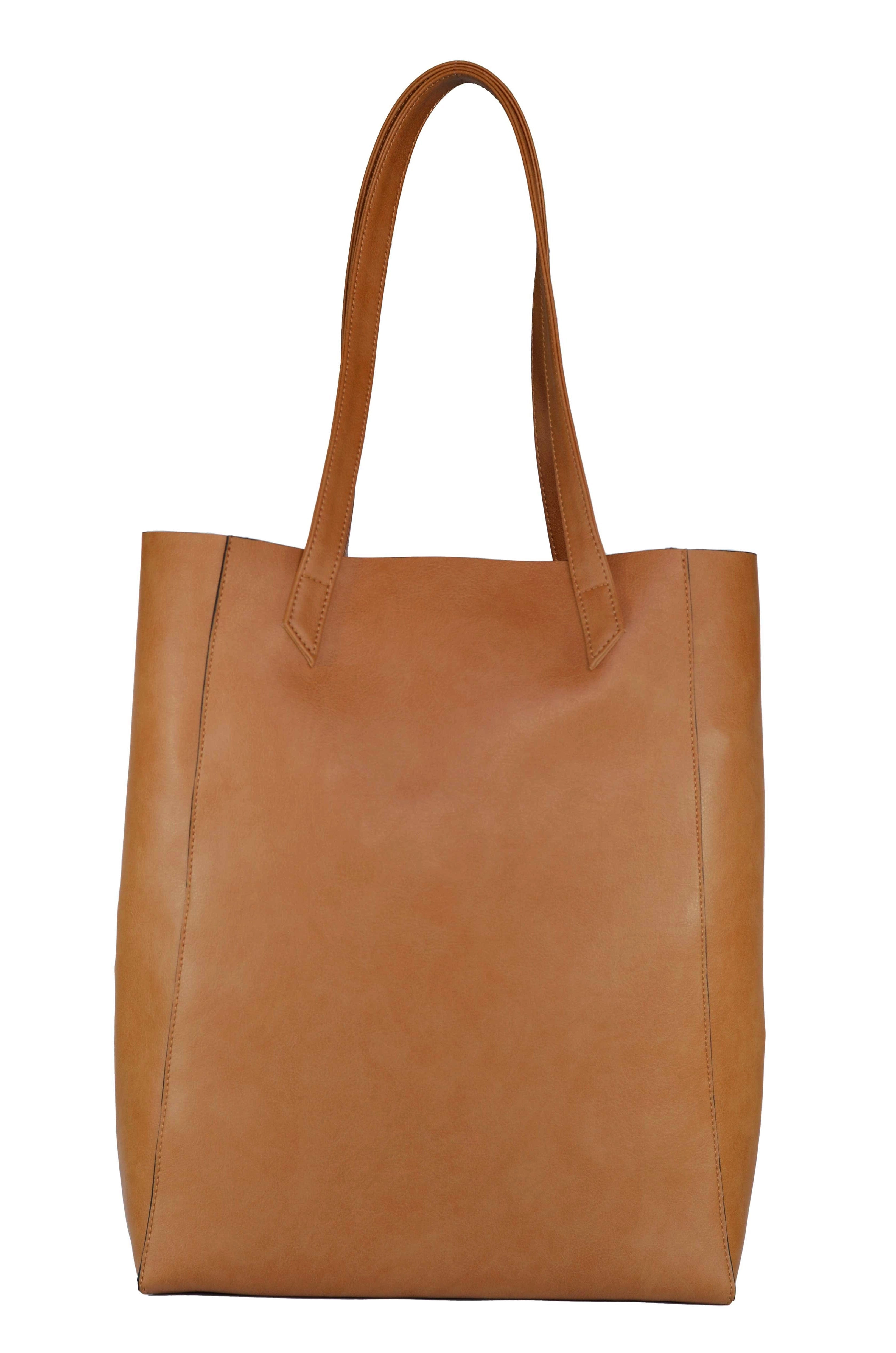Basic Vegan Leather Everyday Tote Bag | Camel