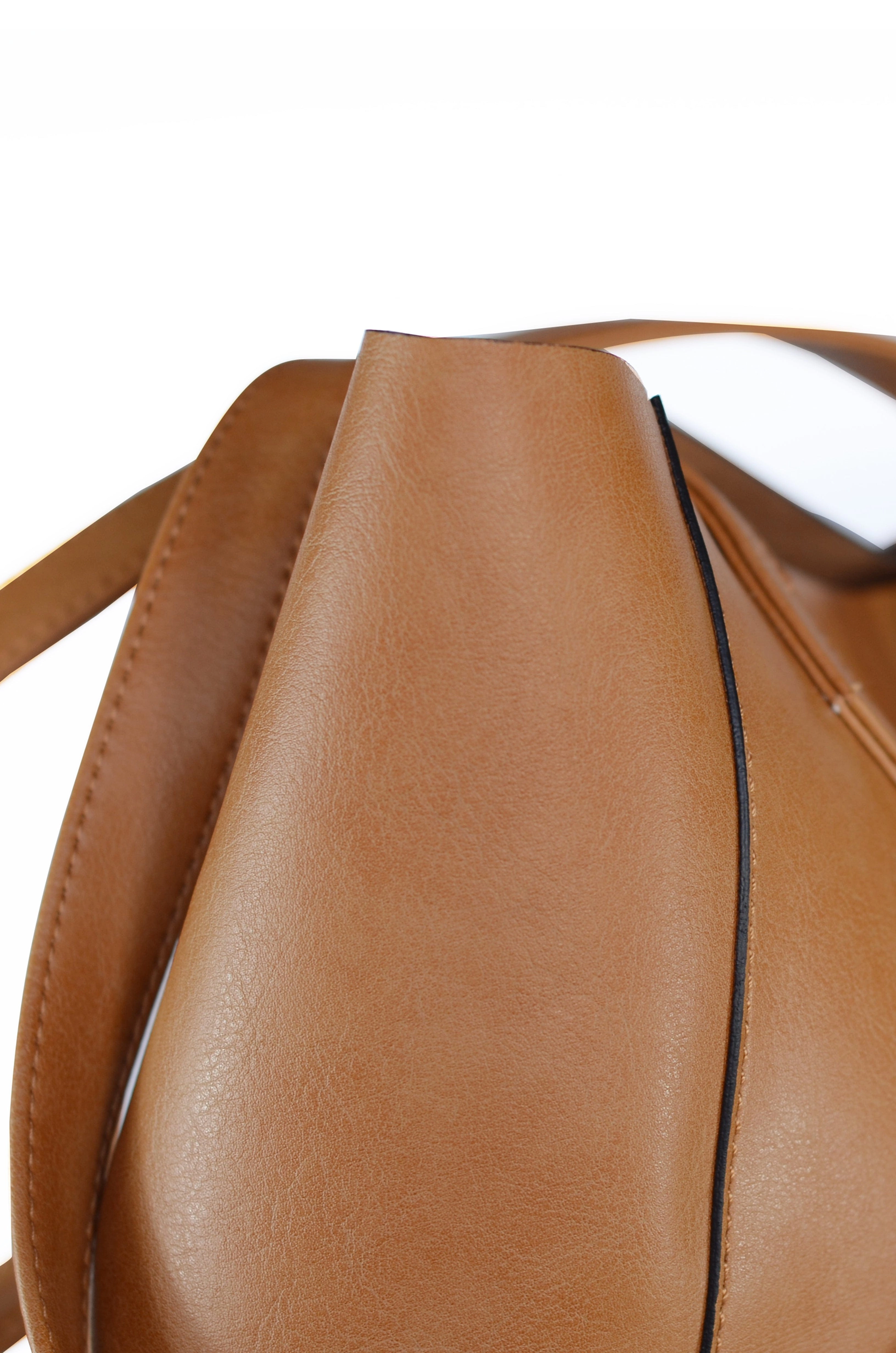 Basic Vegan Leather Everyday Tote Bag | Camel