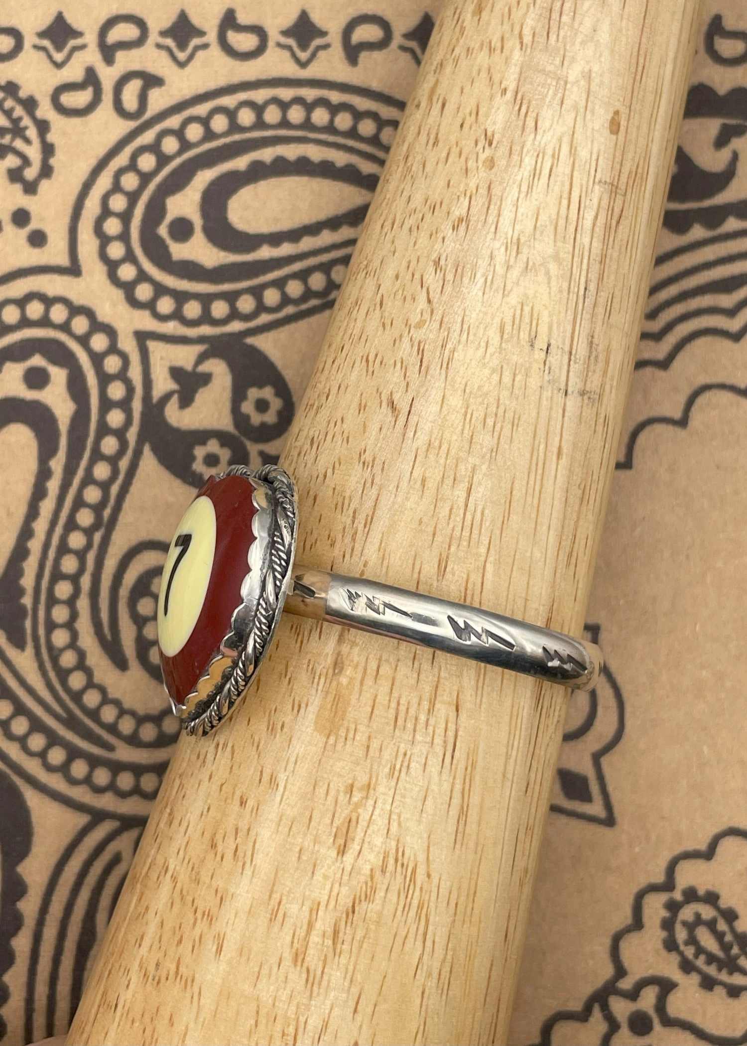 Billiard Ball #7 Heart Cuff Bracelet