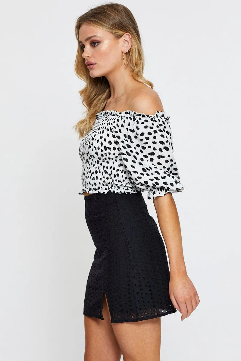 Black Mini Skirt High Rise