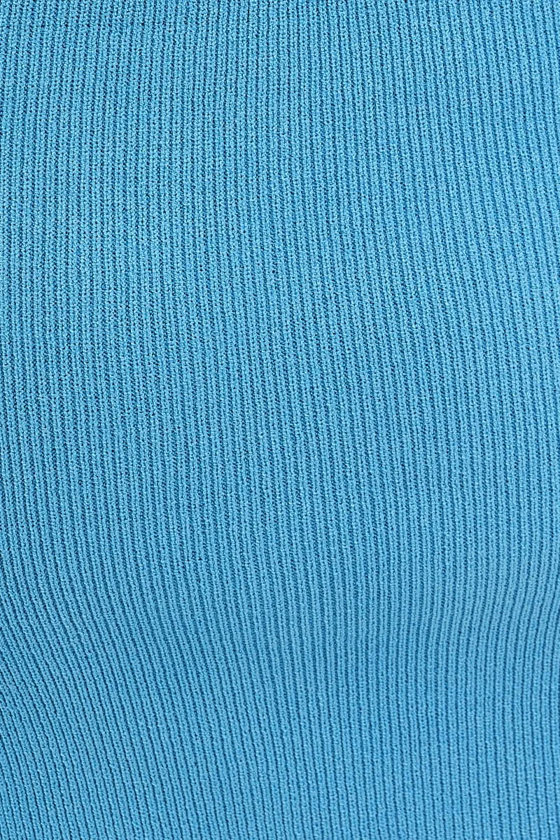 Blue Maxi Skirt Knit High Waist