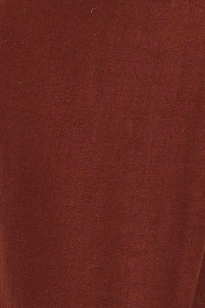 Brown Wide Leg Pants High Rise