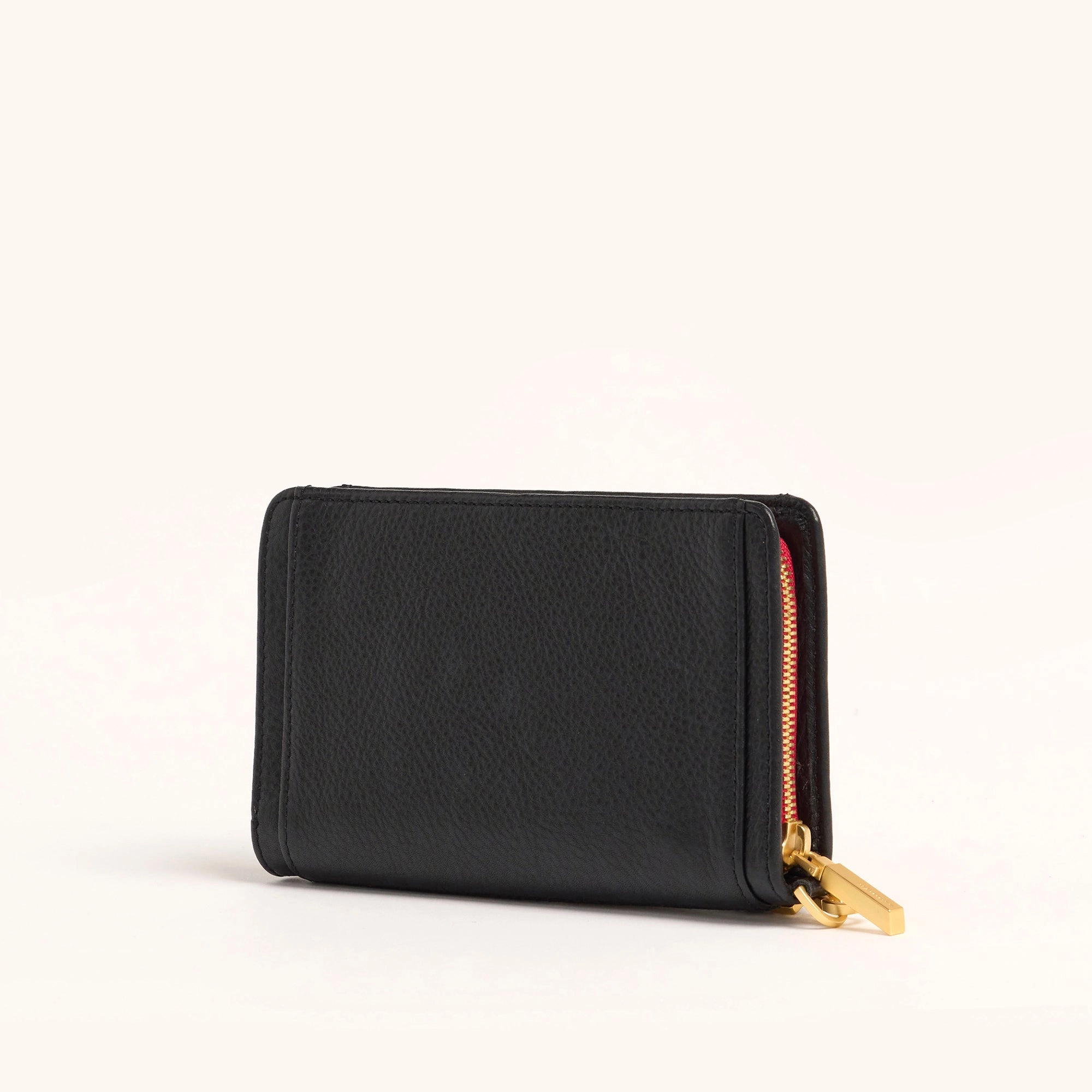 Bryant Wallet | Black/Brushed Gold Red Zip