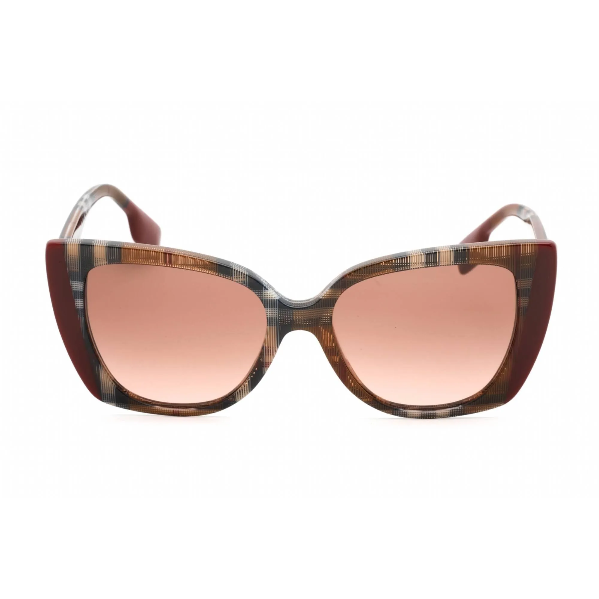 Burberry Women's Sunglasses - Check Brown/Bordeaux Acetate Cat Eye | 0BE4393 405413