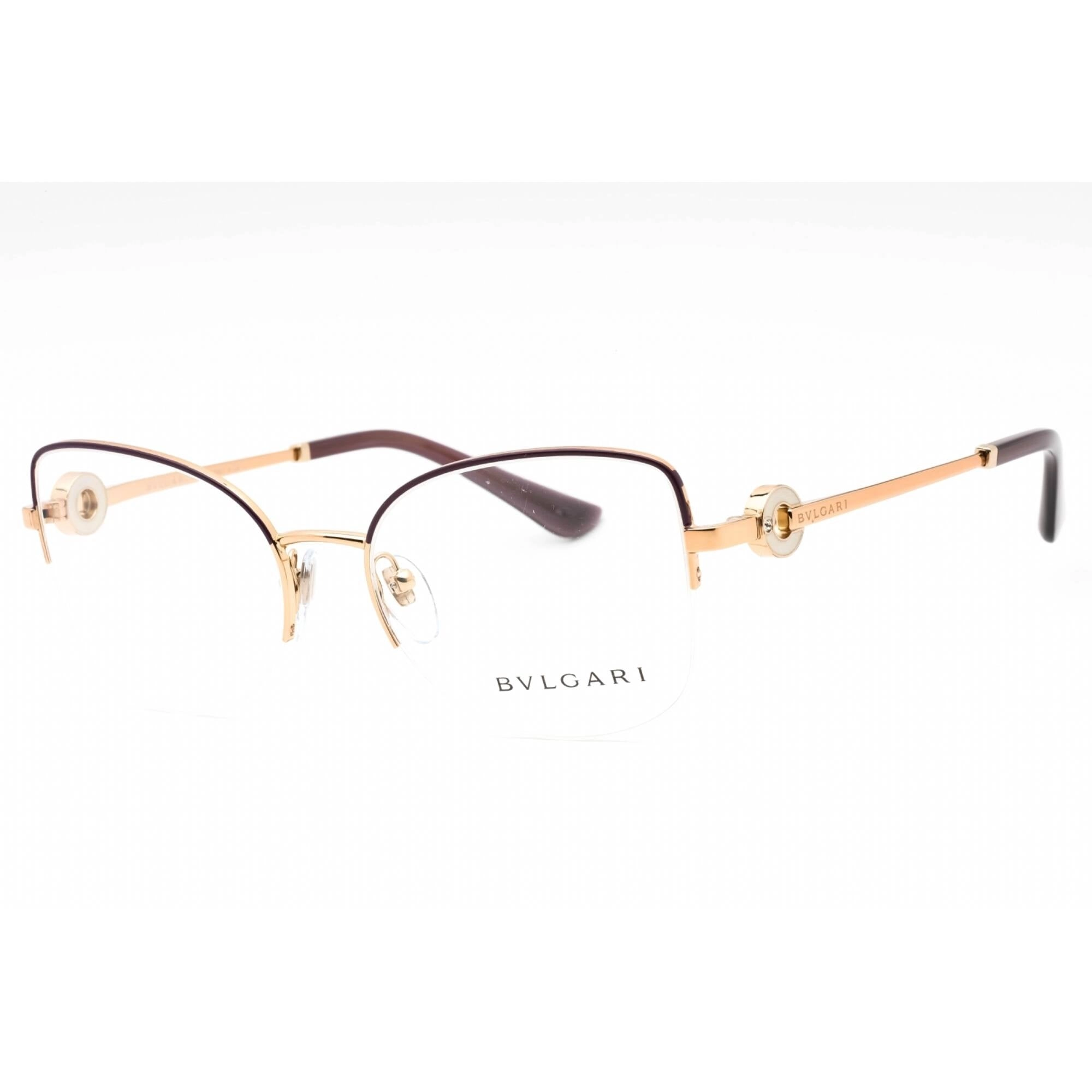 Bvlgari Women's Eyeglasses - Pink Gold/Purple Cat Eye Half Rim Frame | 0BV2246B 2067
