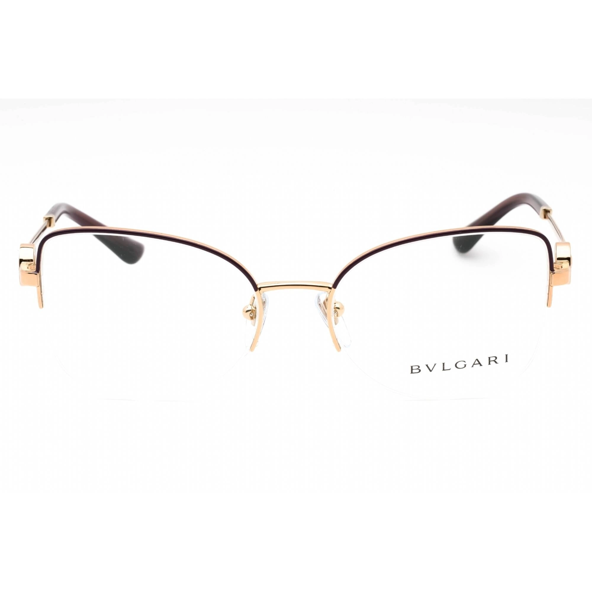 Bvlgari Women's Eyeglasses - Pink Gold/Purple Cat Eye Half Rim Frame | 0BV2246B 2067