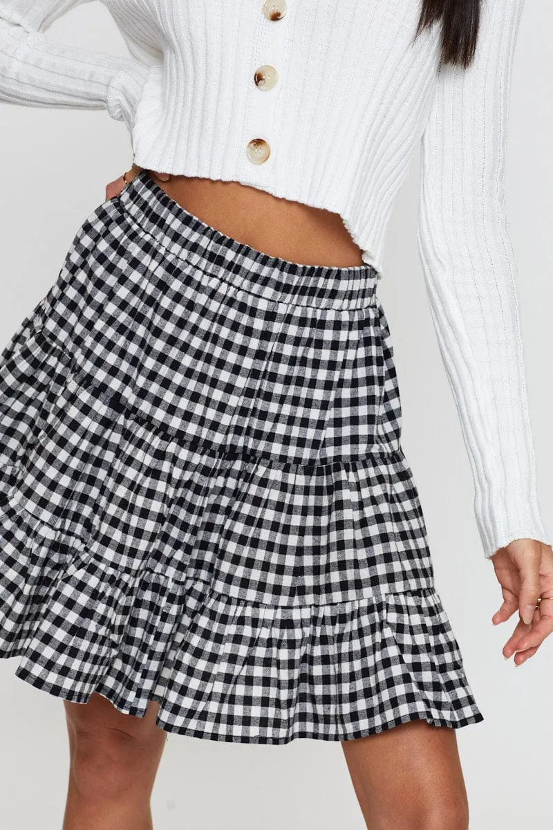 Check Flare Skirt Mini High Rise