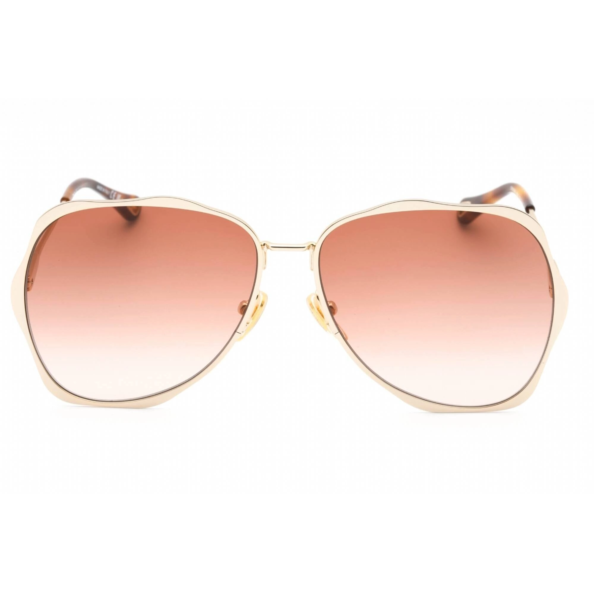 Chloe Women's Sunglasses - Gold Full Rim Metal Frame Orange Lens | CH0183S 003