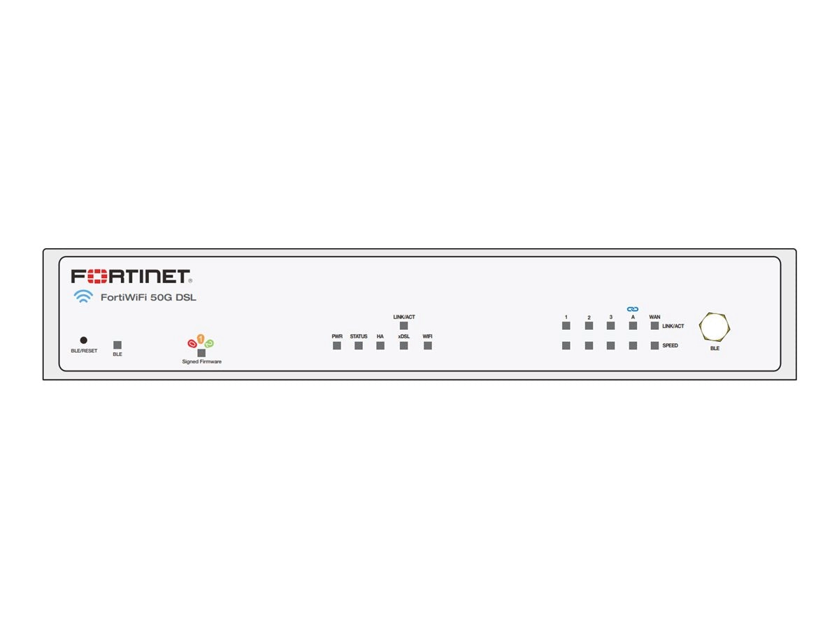 Fortinet FortiWiFi 50G-DSL - Security appliance - with 1 year FortiCare Premium Support   1 year FortiGuard Unified Threat Protection FWF-50G-DSL-V-BDL-950-12