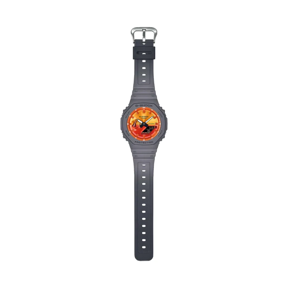 G-Shock Analog-Digital 2100 Series Watch, Gray with Orange Dial
