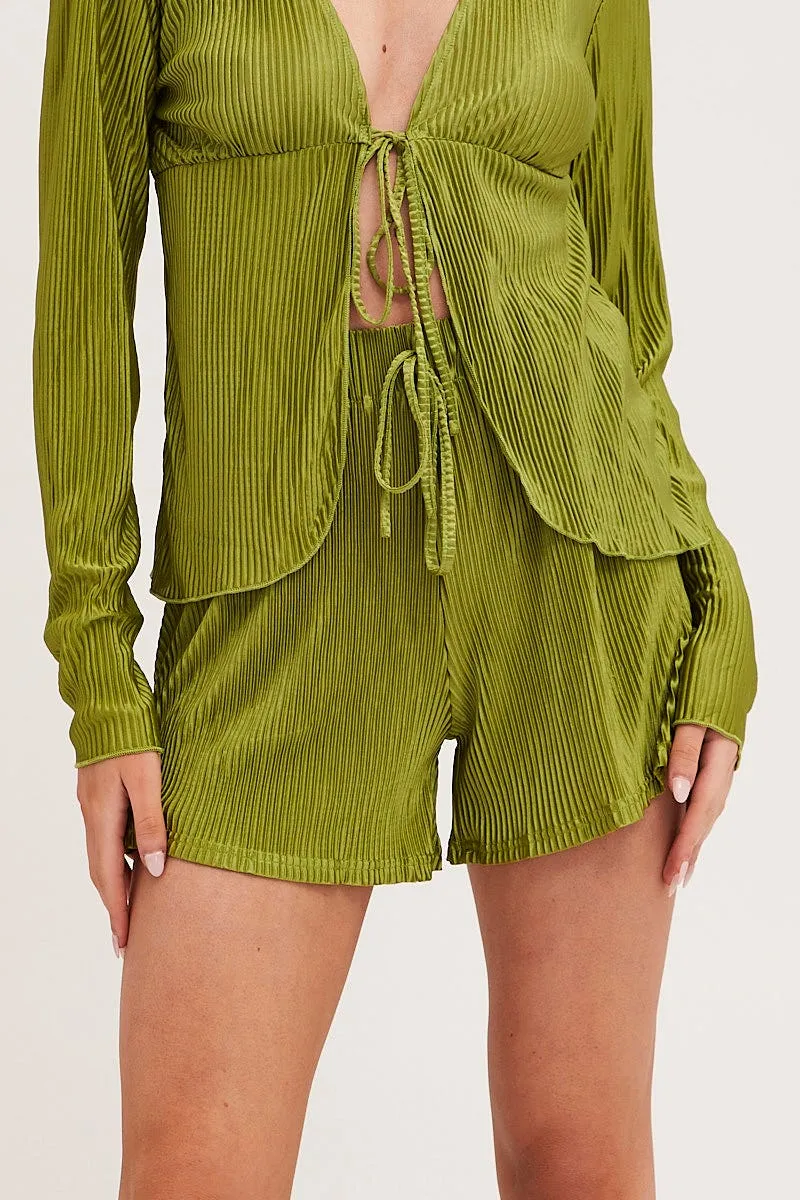 Green High Waist Shorts