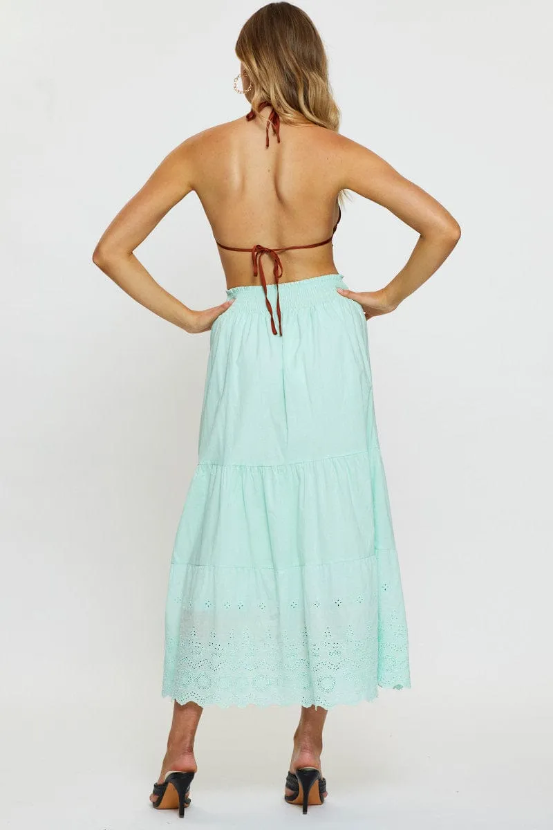 Green Maxi Skirt High Rise
