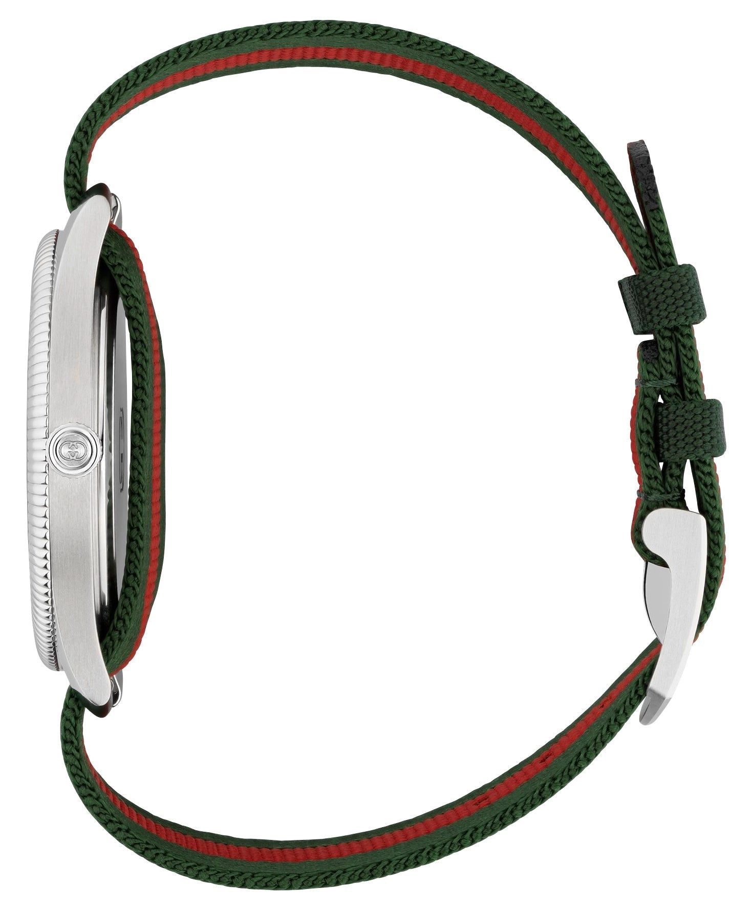 Gucci G-Timeless Stainless Steel Silver Dial Green/Red Nylon Strap Date Quartz Unisex Watch YA1264236