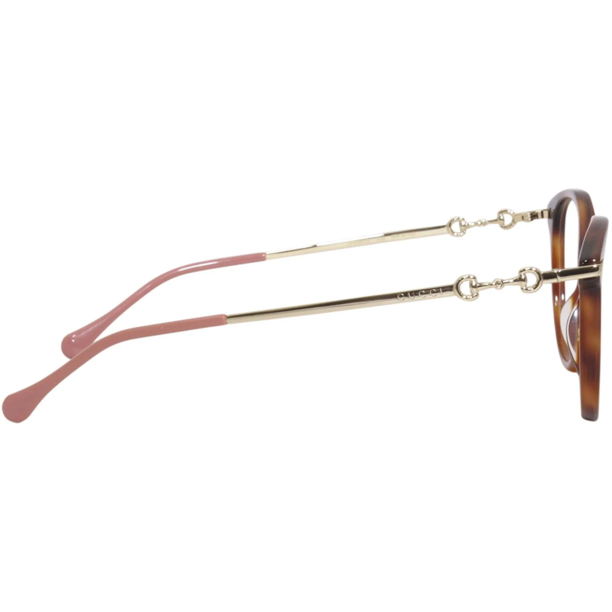 Gucci Women's Eyeglasses - Havana Plastic/Metal Cat Eye Frame Demo Lens | GG0967O 002