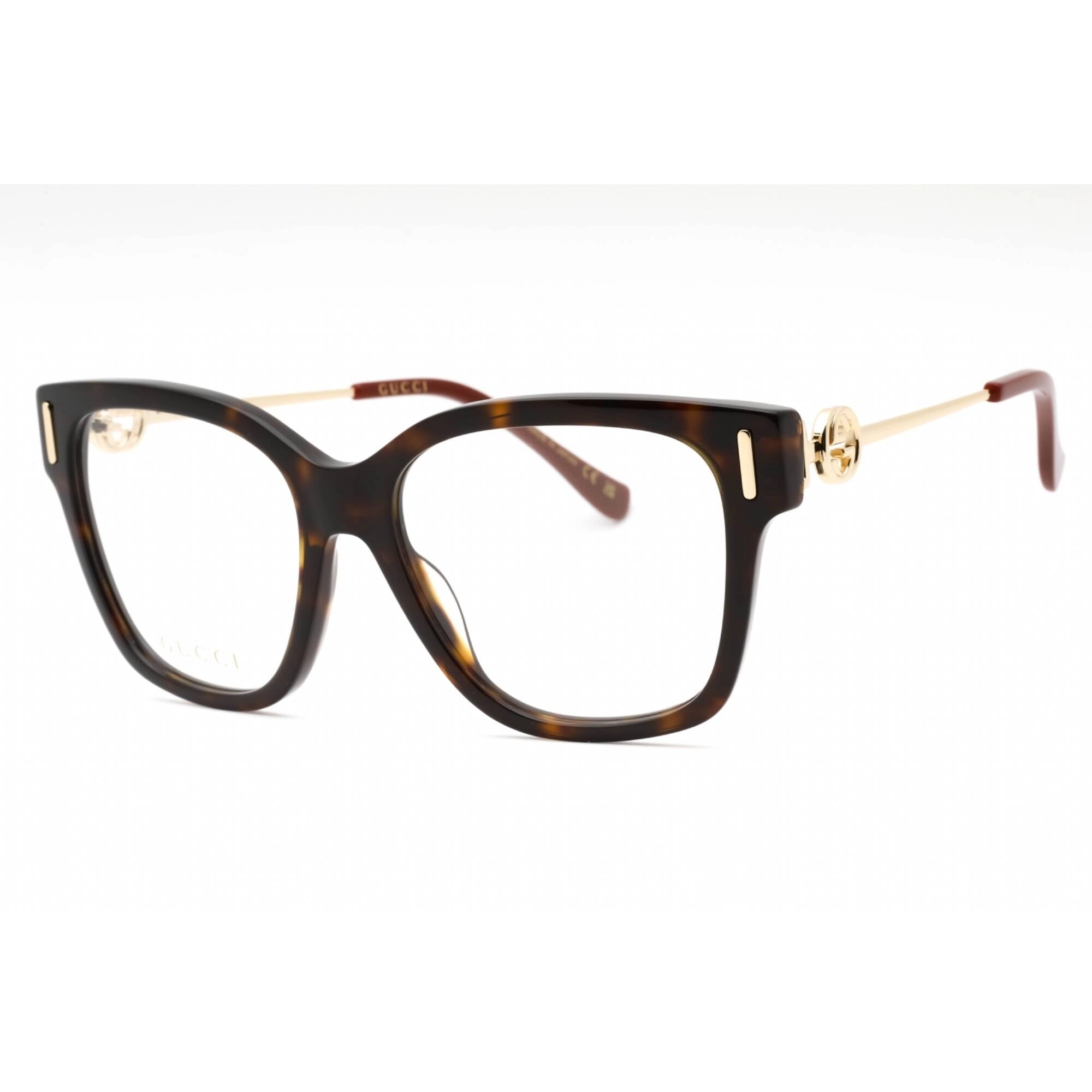 Gucci Women's Eyeglasses - Havana/Gold Plastic Cat Eye Full Rim Frame | GG1204O 002