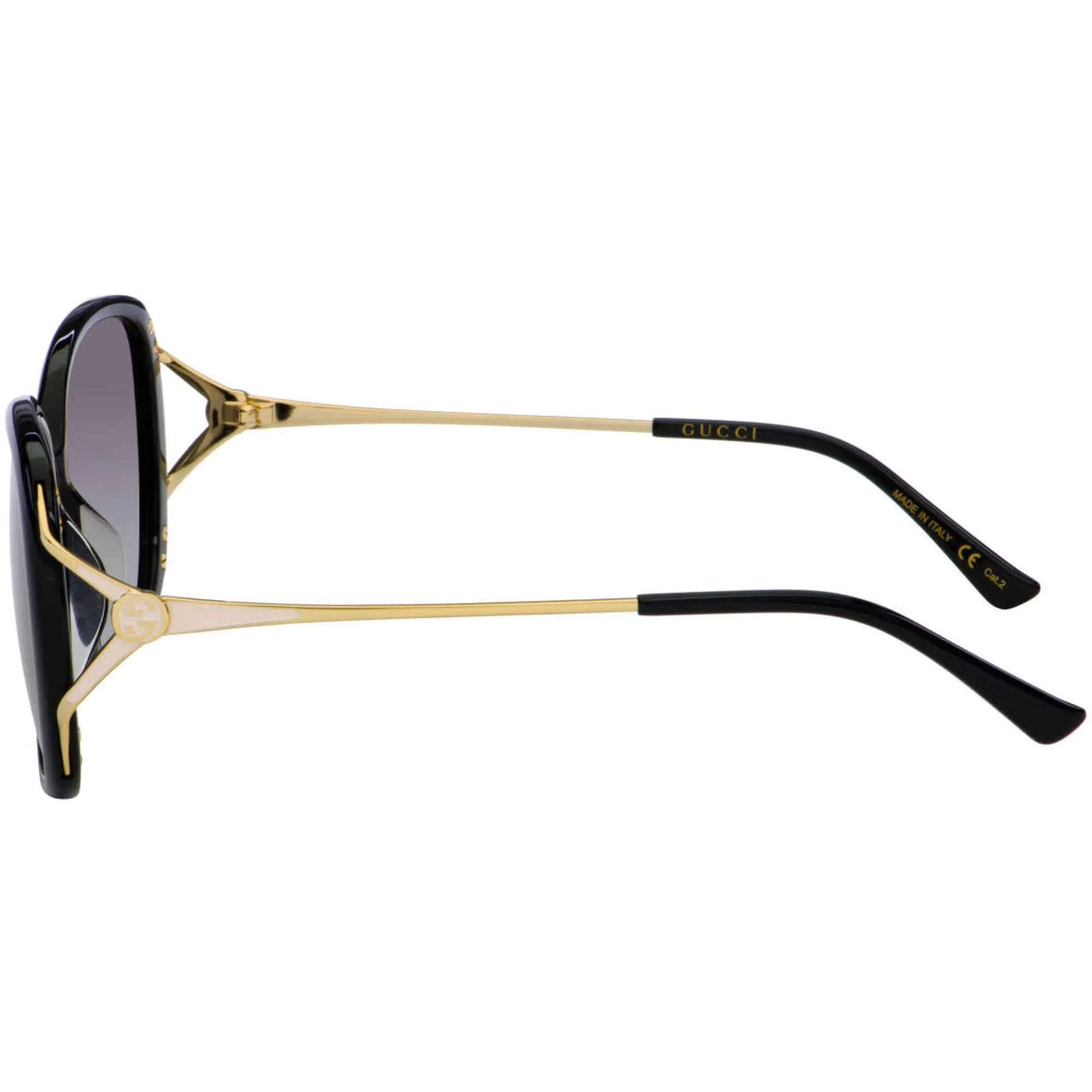 Gucci Women's Sunglasses - Black Gold Acetate/Metal Butterfly Frame | GG0649SK 001
