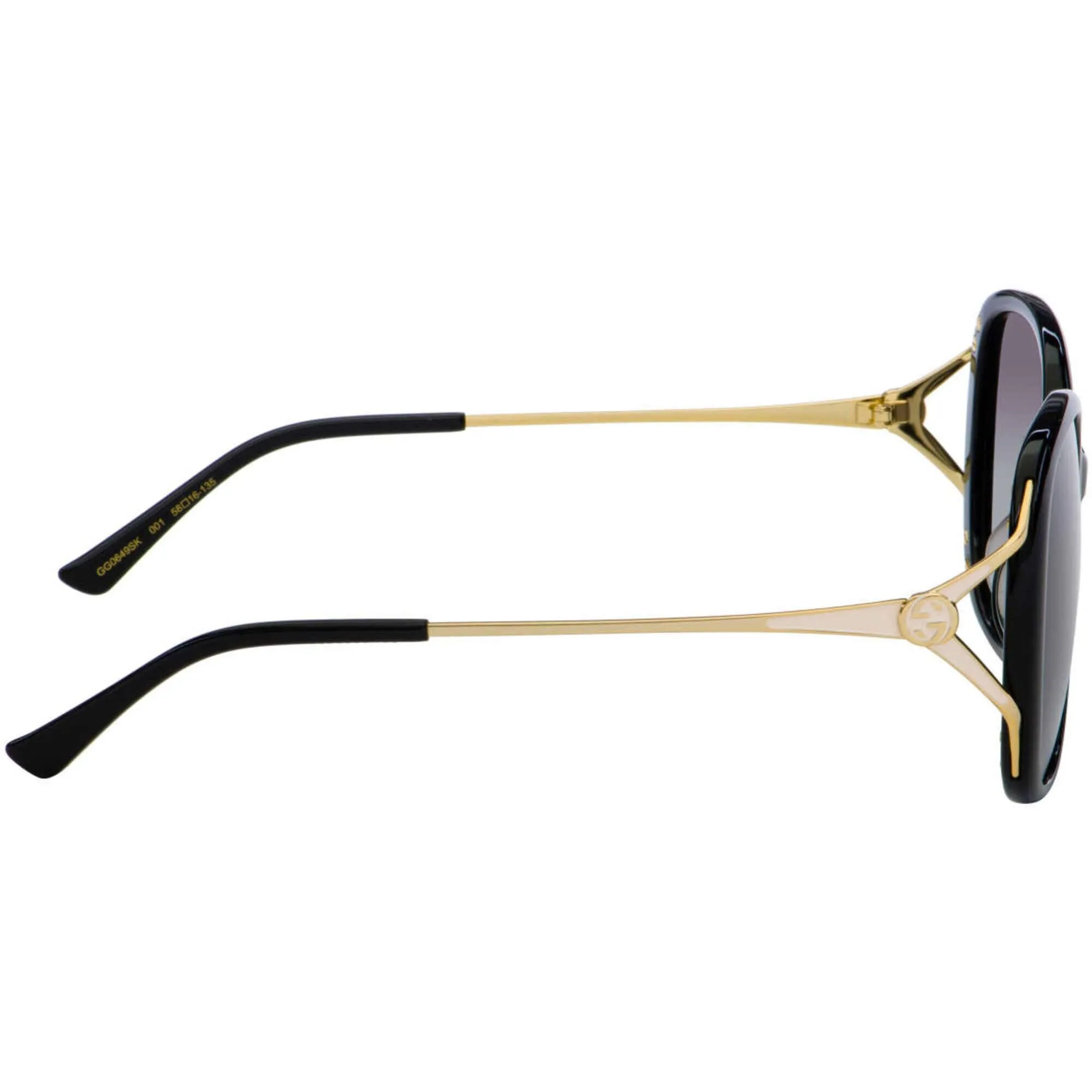 Gucci Women's Sunglasses - Black Gold Acetate/Metal Butterfly Frame | GG0649SK 001