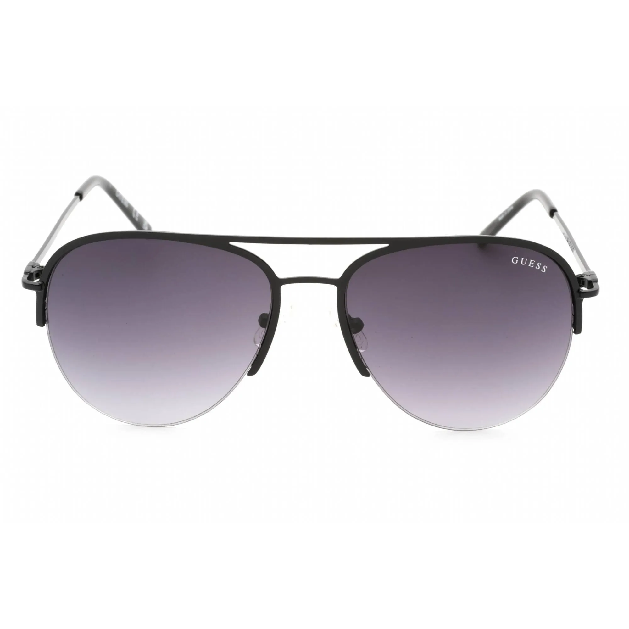 Guess Factory Women's Sunglasses - Shiny Black Metal Half Rim Pilot Frame | GF0224 01B