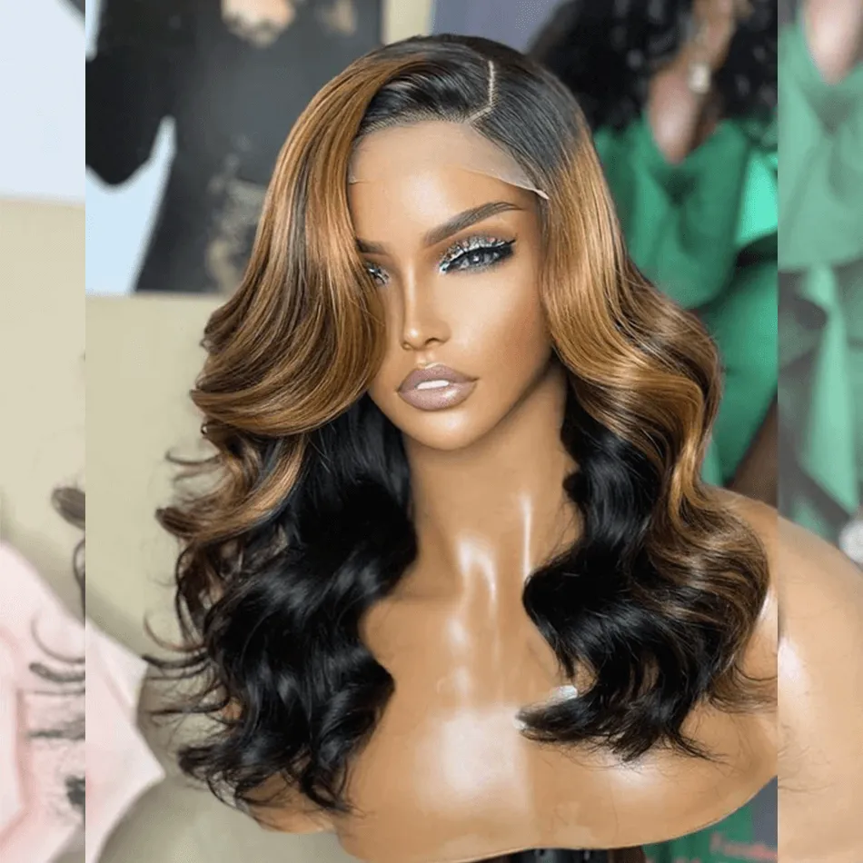 Hairstylist Works Shoulder Length Highlight Blonde Colored Wear Go Human Hair Lace Front Bob Wigs