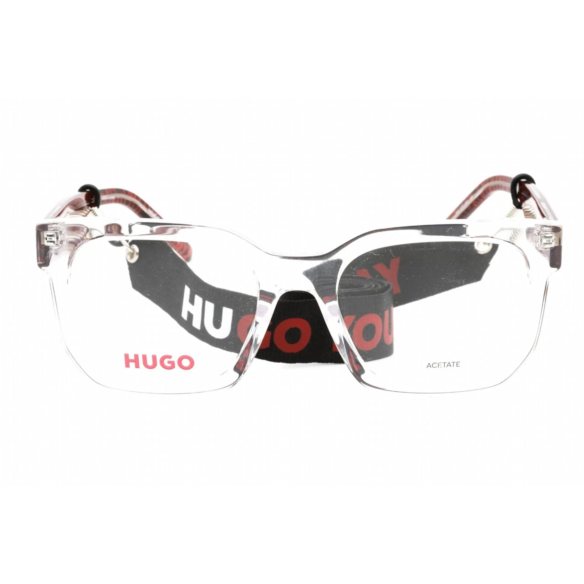 Hugo Women's Eyeglasses - Clear Lens Crystal Red Rectangular Frame | HG 1223 06XQ 00