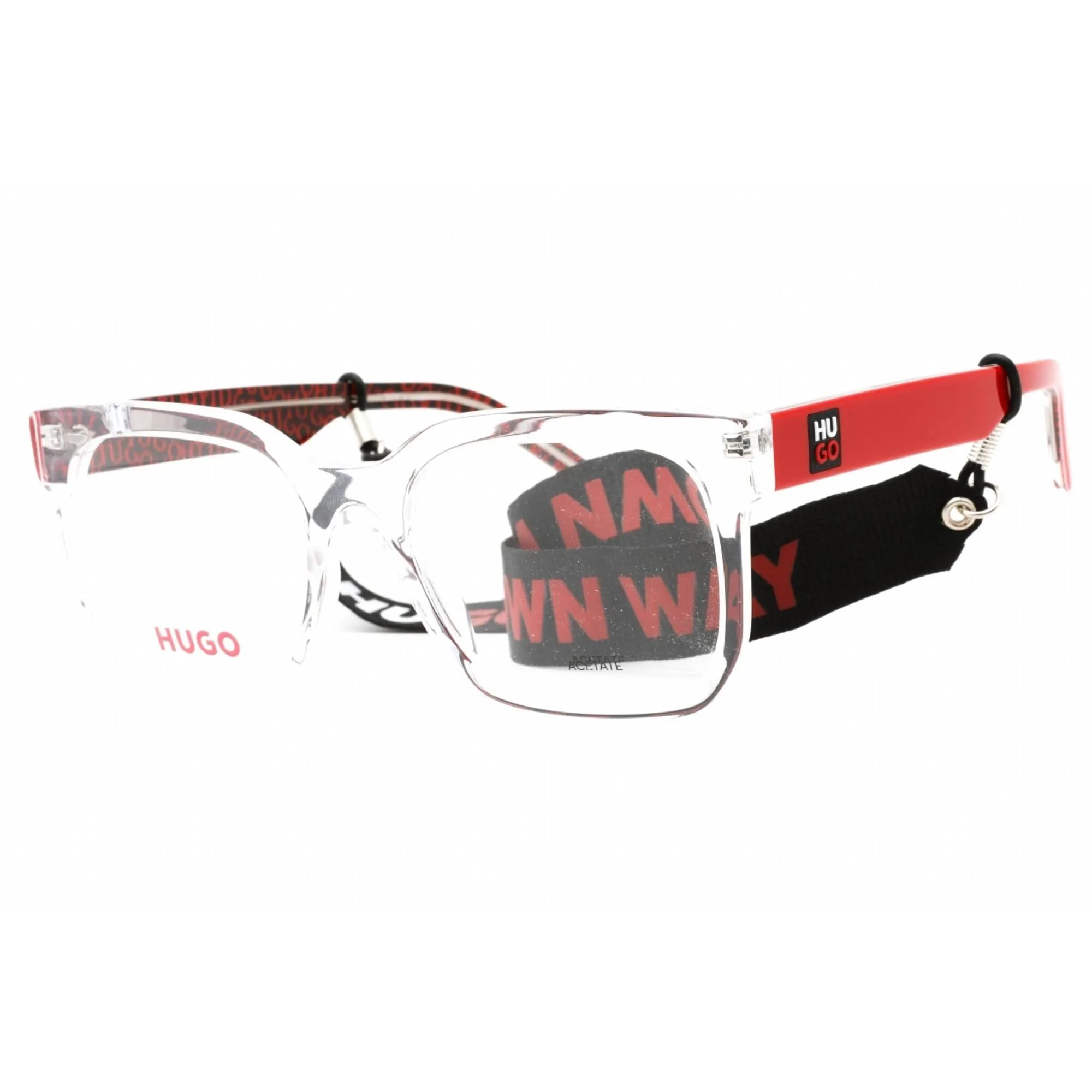 Hugo Women's Eyeglasses - Clear Lens Crystal Red Rectangular Frame | HG 1223 06XQ 00