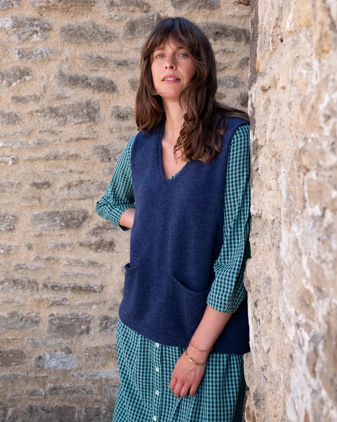 Jane Women's Cotton Midi Dress | Duck Egg Gingham