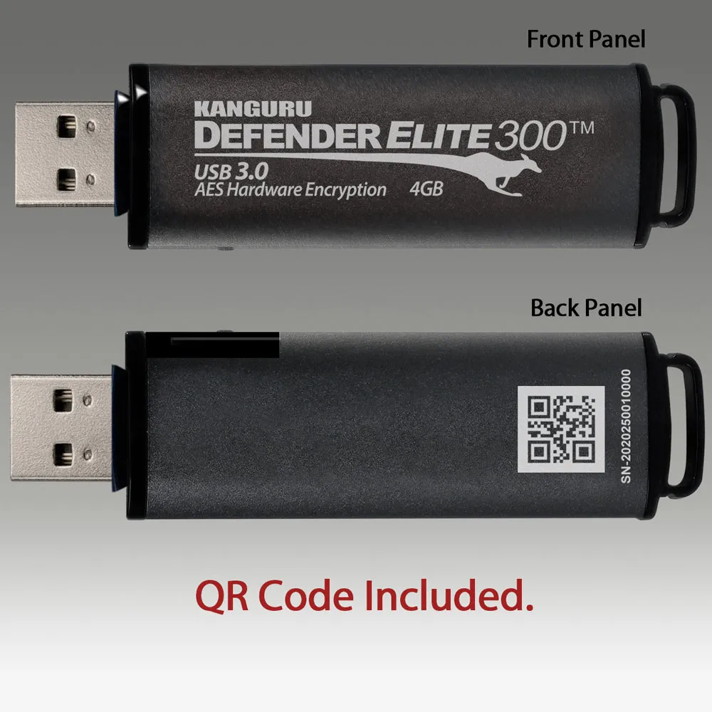 Kanguru Defender Elite300™ FIPS 140-2 Certified, Secure, SuperSpeed USB 3.0, Hardware Encrypted Flash Drive