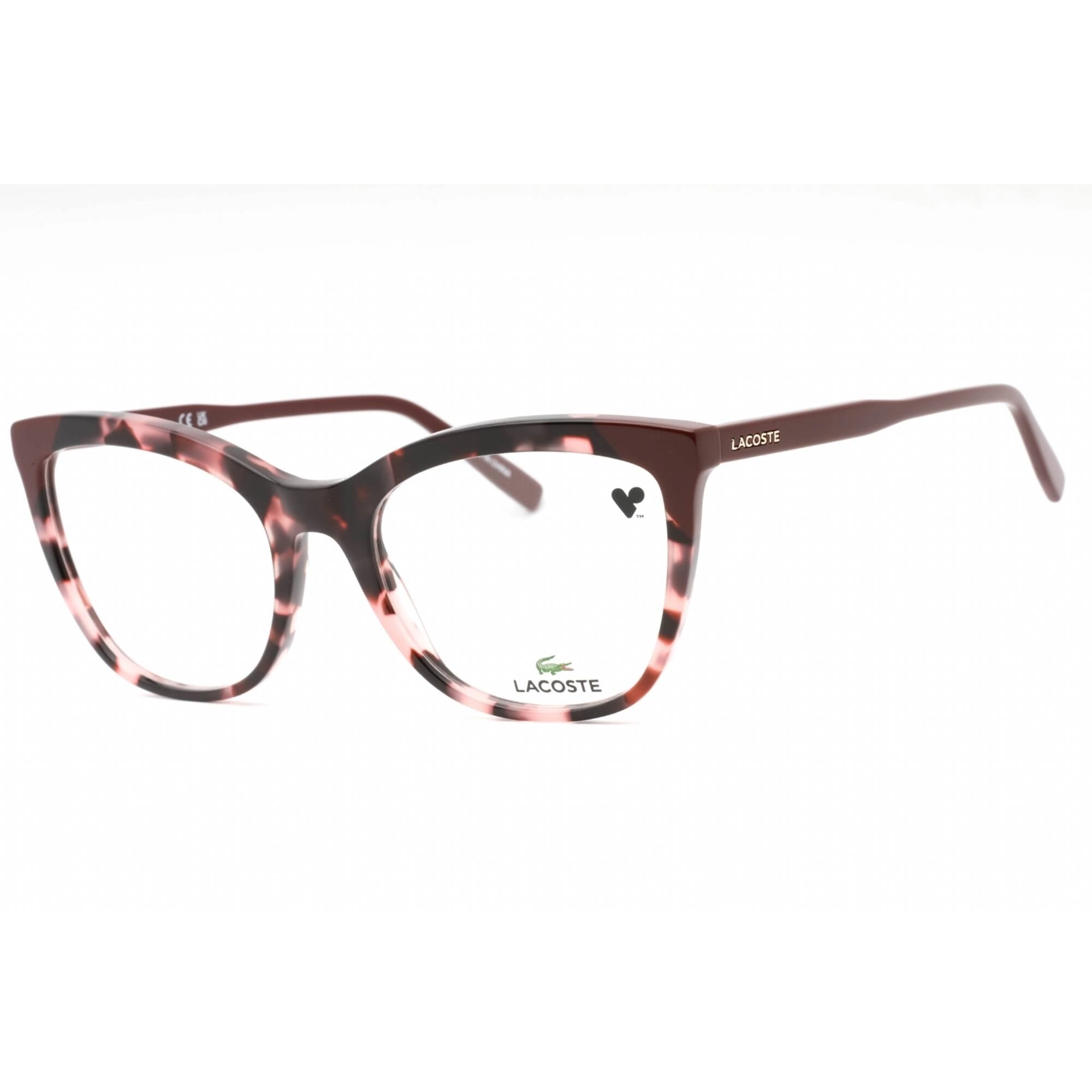Lacoste Women's Eyeglasses - Havana/Rose Plastic Cat Eye Full Rim Frame | L2884 219