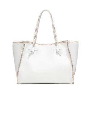 Marcella White Leather Shoulder Bag