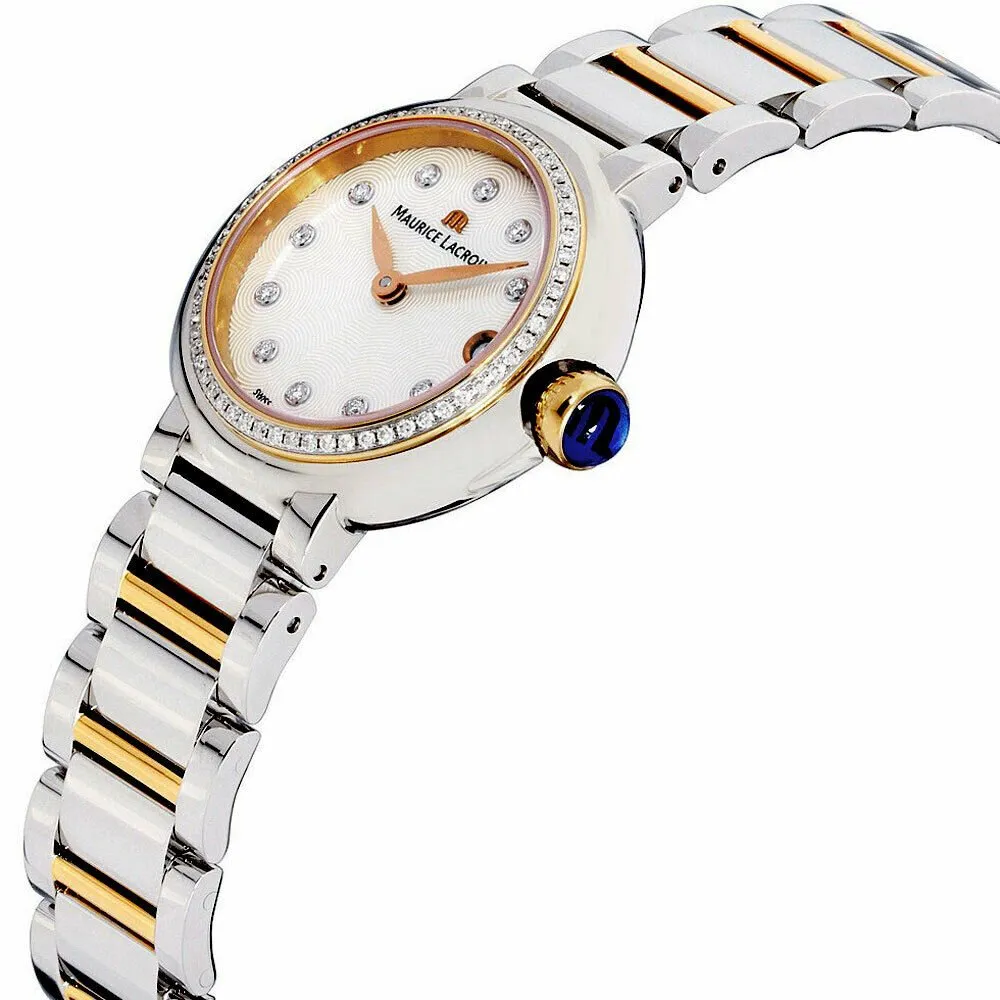 Maurice Lacroix Fiaba Two Tone Steel Diamonds Mother-of-Pearl Dial Date Quartz Womens Watch FA1003-PVP23-170-1