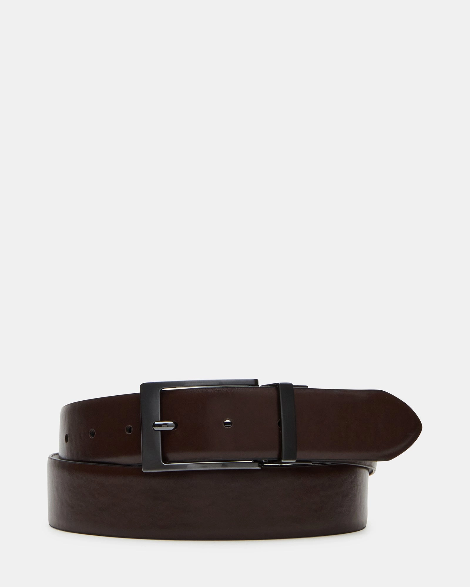 MEN'S REVERSIBLE BURNISHED BELT BLACK/BROWN