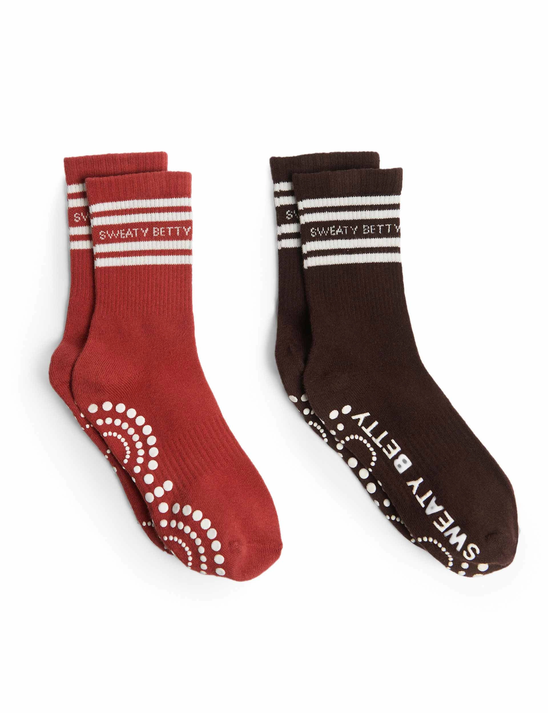Mid Length Ankle Gripper Socks 2 pack - Sable Brown