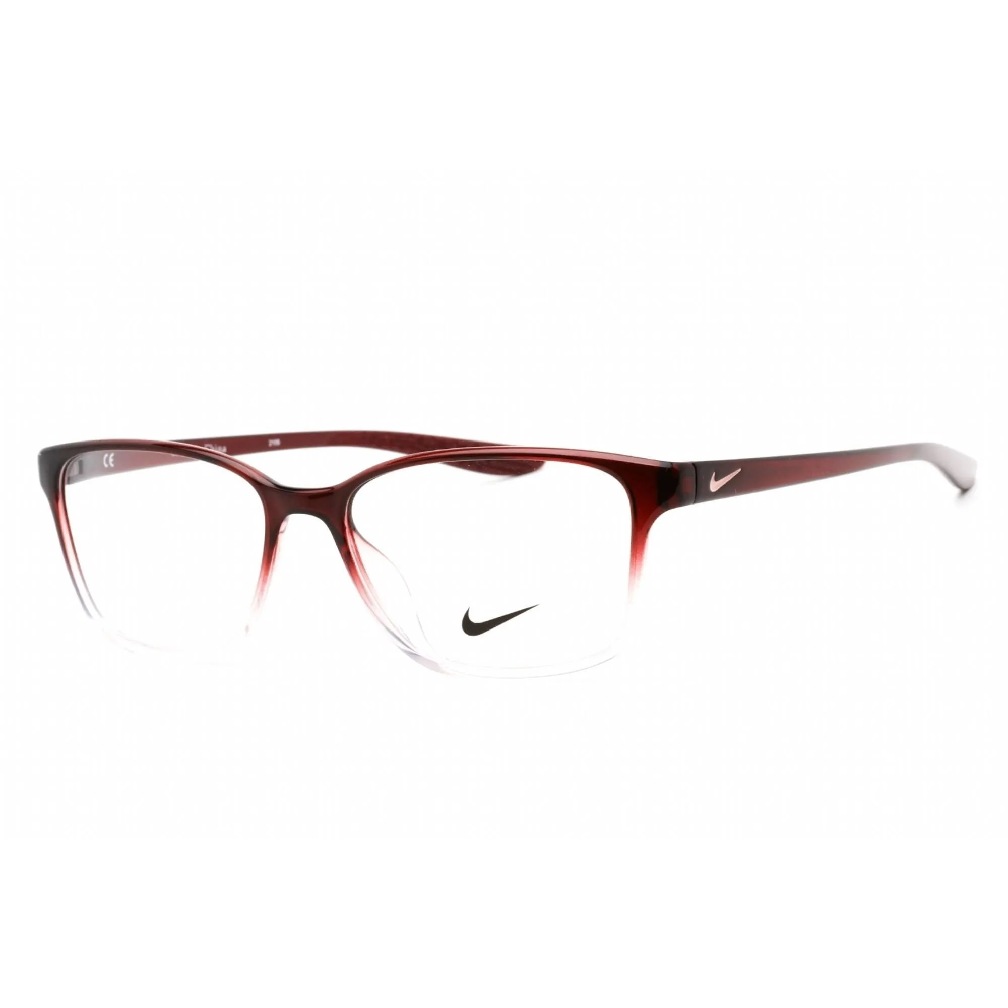 Nike Women's Eyeglasses - Rectangular Dark Beetroot Fade Plastic Frame | NIKE 7027 609