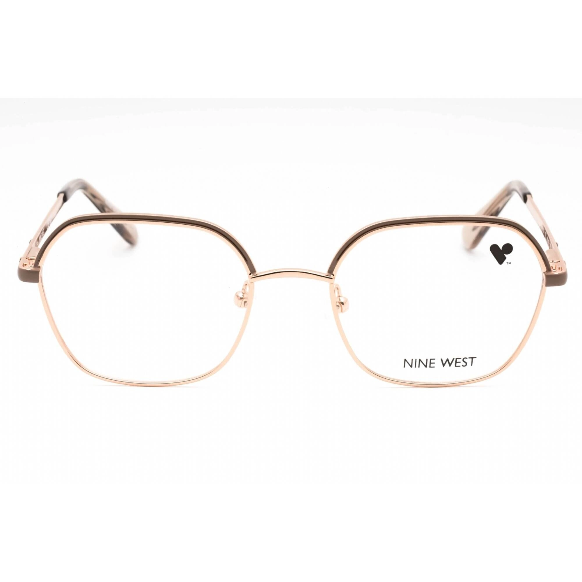 Nine West Women's Eyeglasses - Mushroom/Rose Gold Geometric Metal Frame | NW1103 275