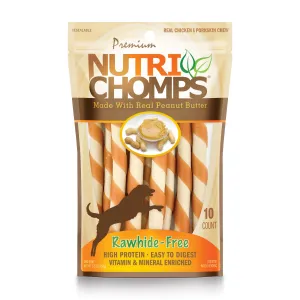 NutriChomps 6-inch Peanut Butter Wrapped Mini Twist, 10 Count Dog Chews