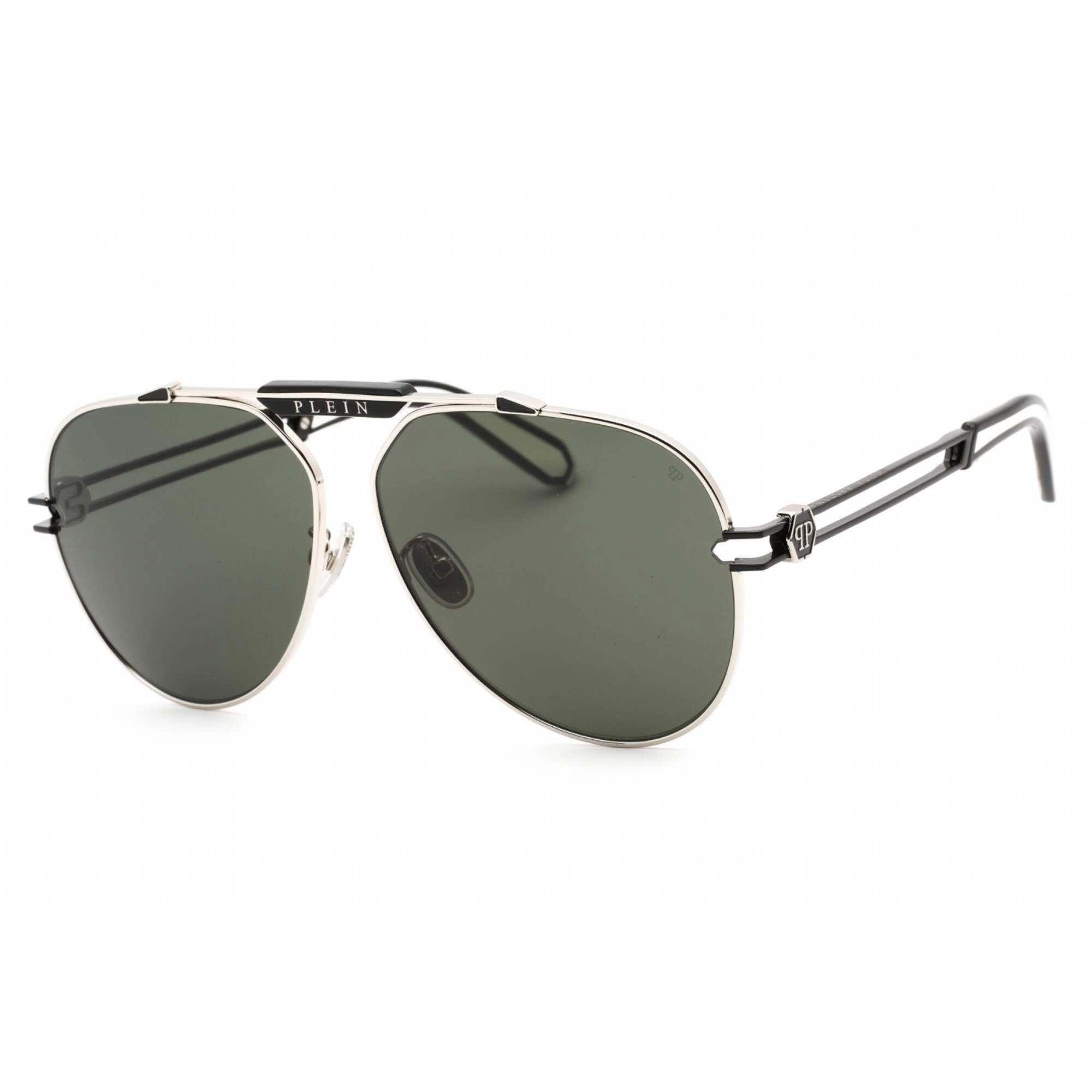Philipp Plein Women's Sunglasses - Shiny Palladium Metal Aviator Frame | SPP048M 0583
