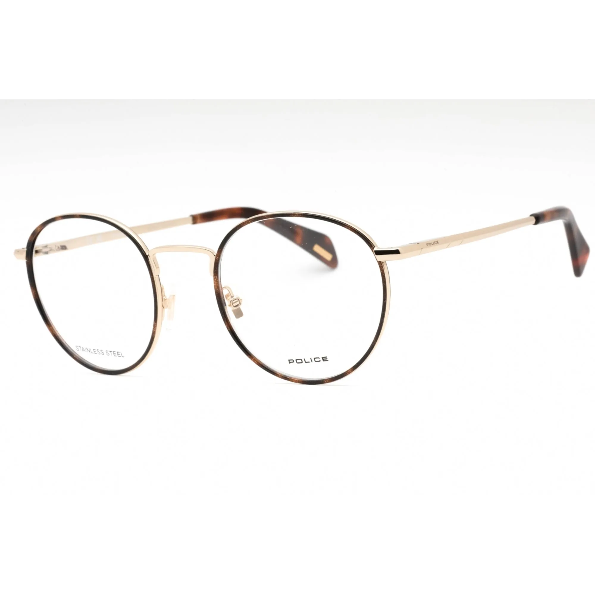 Police Women's Eyeglasses - Tortoise Gold Metal Round Full Rim Frame | VPLL29E 0300