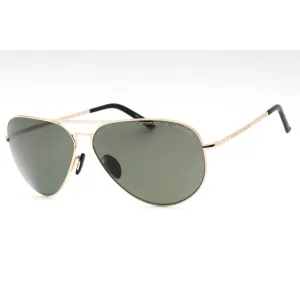 Porsche Women's Sunglasses - Gold Metal Aviator Full Rim Frame Green Lens | P8508 A