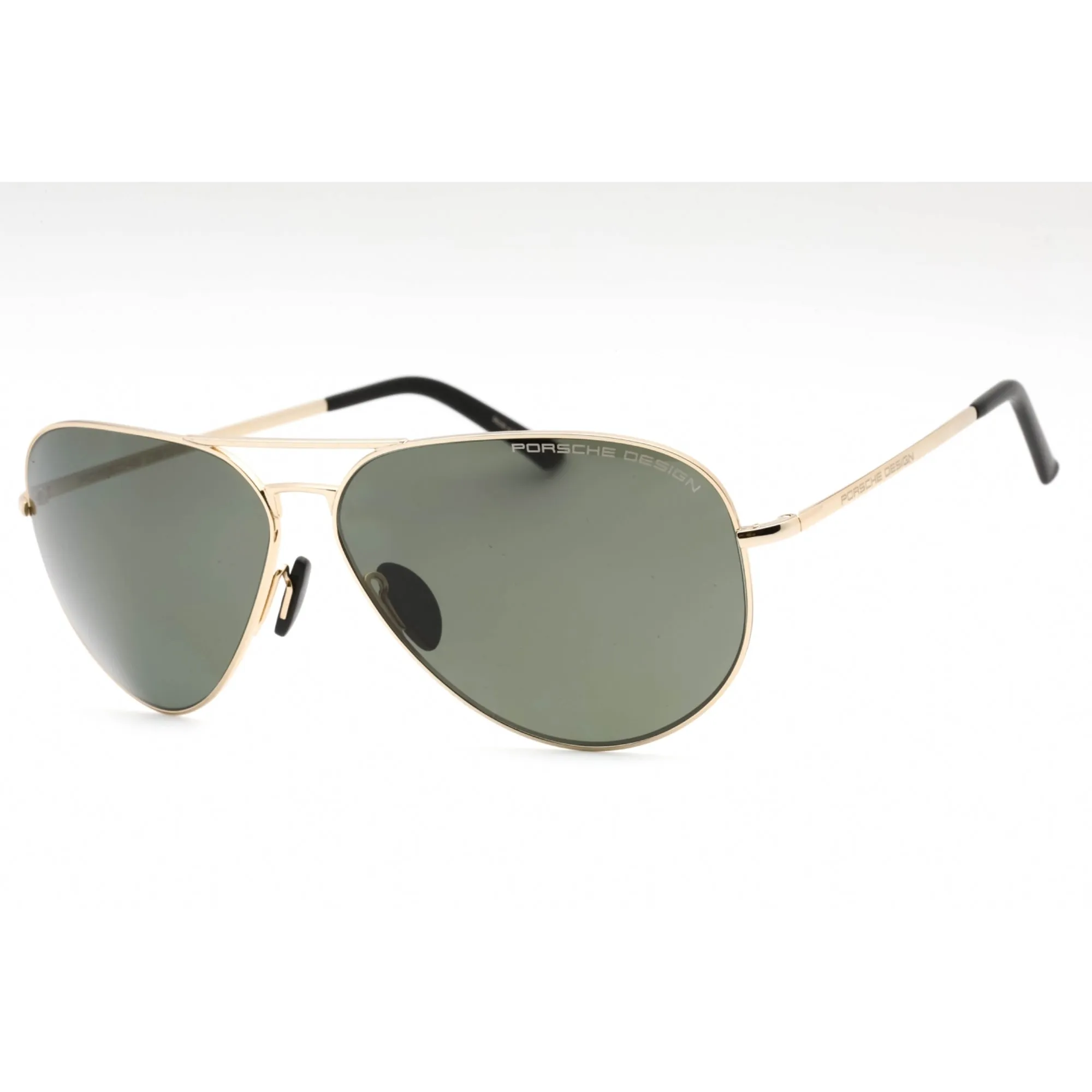 Porsche Women's Sunglasses - Gold Metal Aviator Full Rim Frame Green Lens | P8508 A