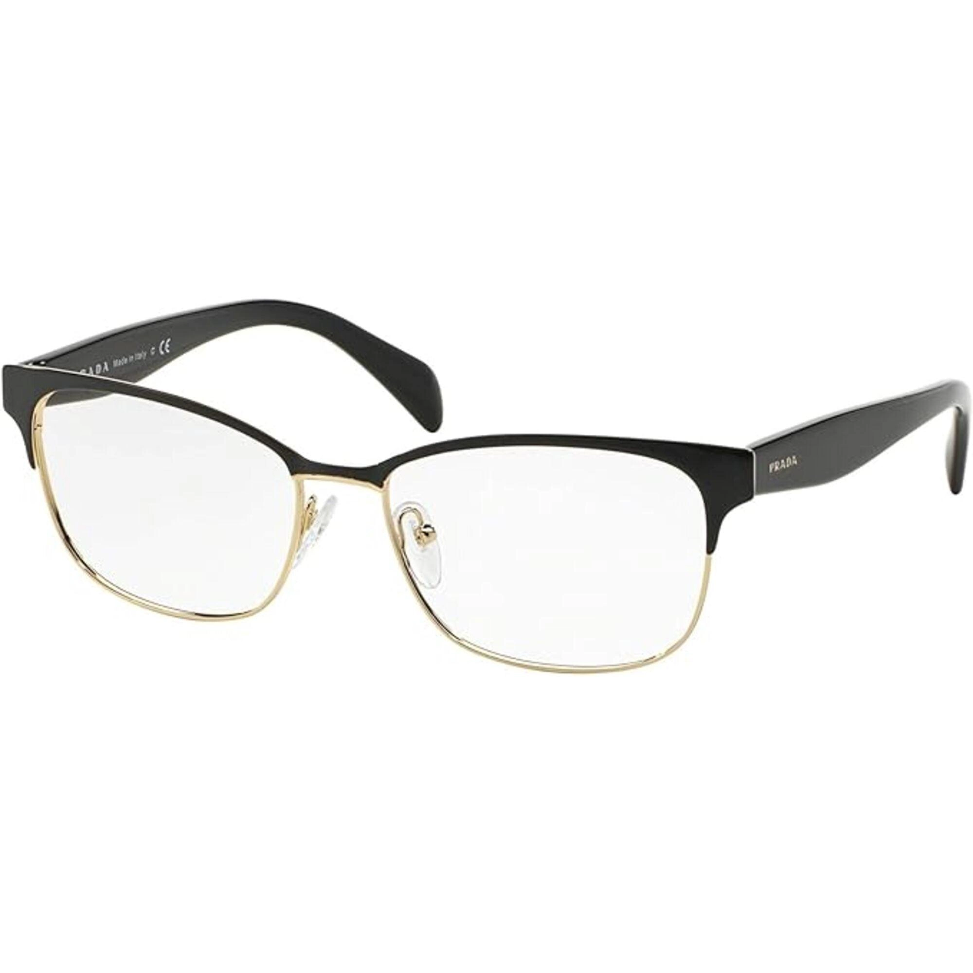 Prada Women's Eyeglasses - Black Gold Rectangular Frame | PRADA 0PR 65RV QE31O155