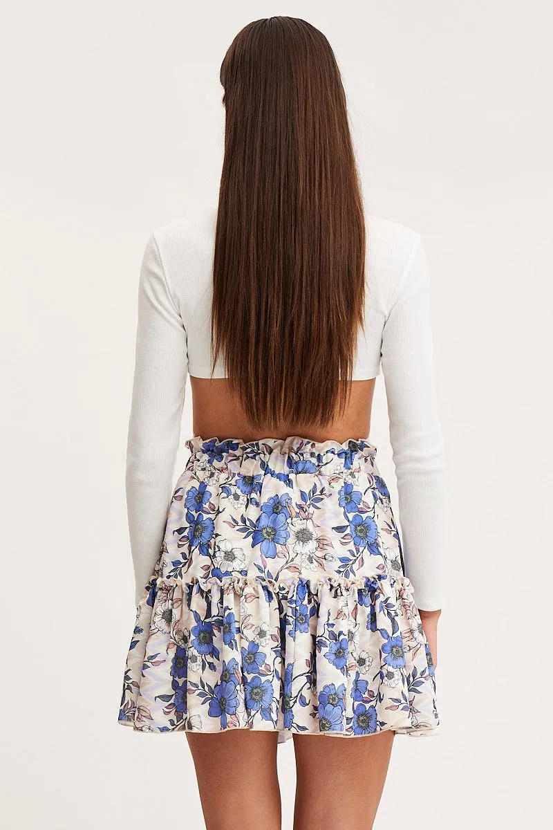 Print Flare Skirt Mini High Rise
