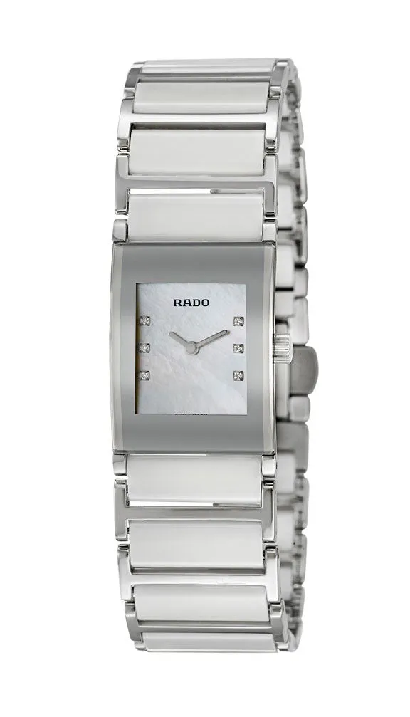 Rado Integral Jubile Stainless Steel and White Ceramic Quartz Mother of Pearl Dial Diamonds Womens Watch R20747901