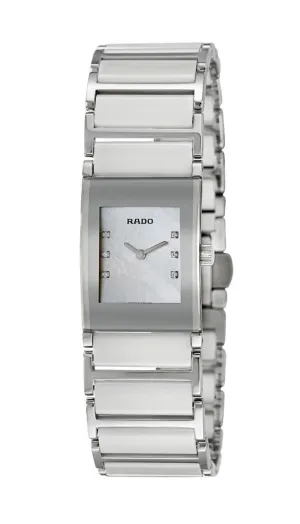 Rado Integral Jubile Stainless Steel and White Ceramic Quartz Mother of Pearl Dial Diamonds Womens Watch R20747901