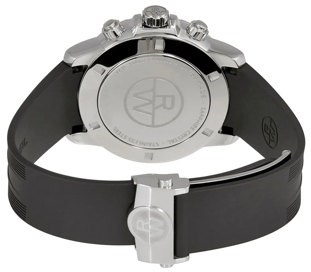 Raymond Weil Tango Stainless Steel Black Chronograph Dial Black Rubber Strap Quartz Mens Watch 8560-SR-00206