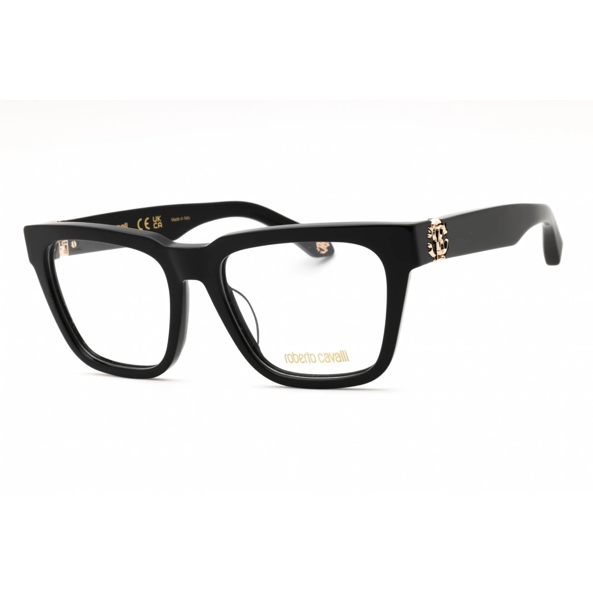 Roberto Cavalli Women's Eyeglasses - Black Acetate Square Full Rim | VRC026M 0700