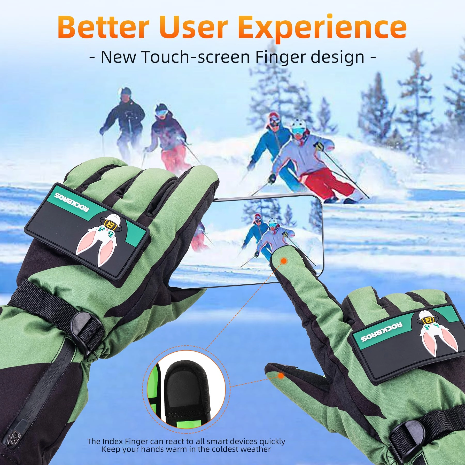 ROCKBROS Heated Gloves, Rechargeable Winter Touchscreen Hand Warmers for Men  Women